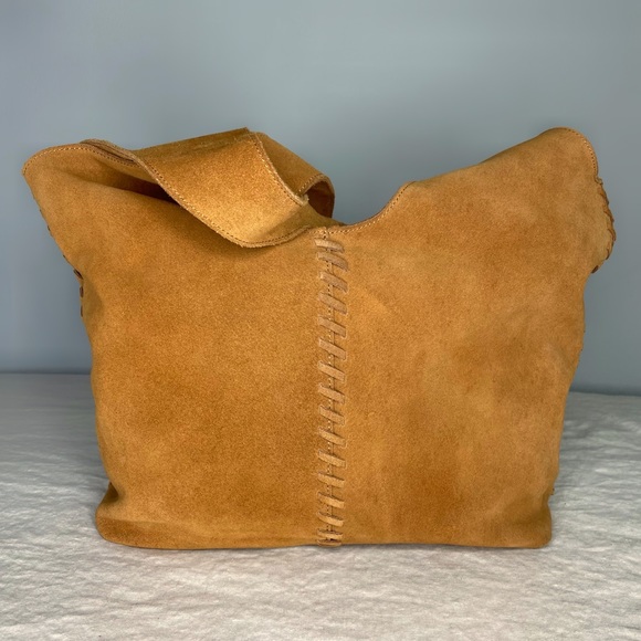 SOLD NWOT Boden Tan Suede Stitch Detail Hobo Bag A1141 Large Brown Slouchy Purse - Picture 7 of 16